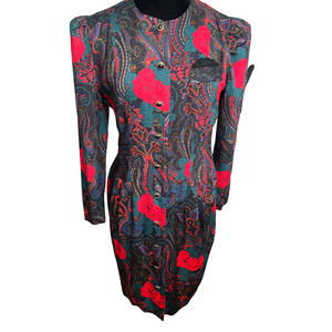 Elegant Paisley Red and Black Dress